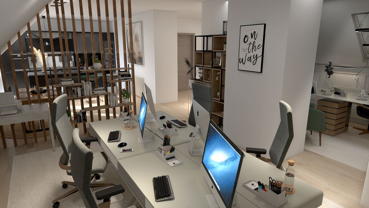 Office space for programmers and kitchen