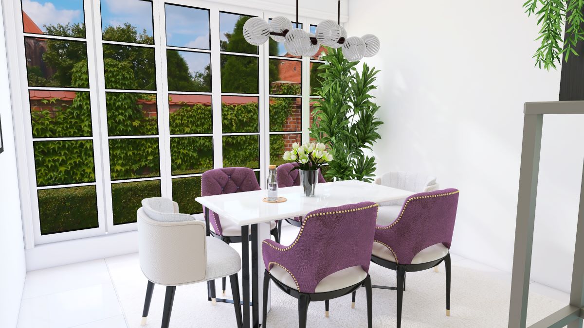 Dining room whit beautifull view render